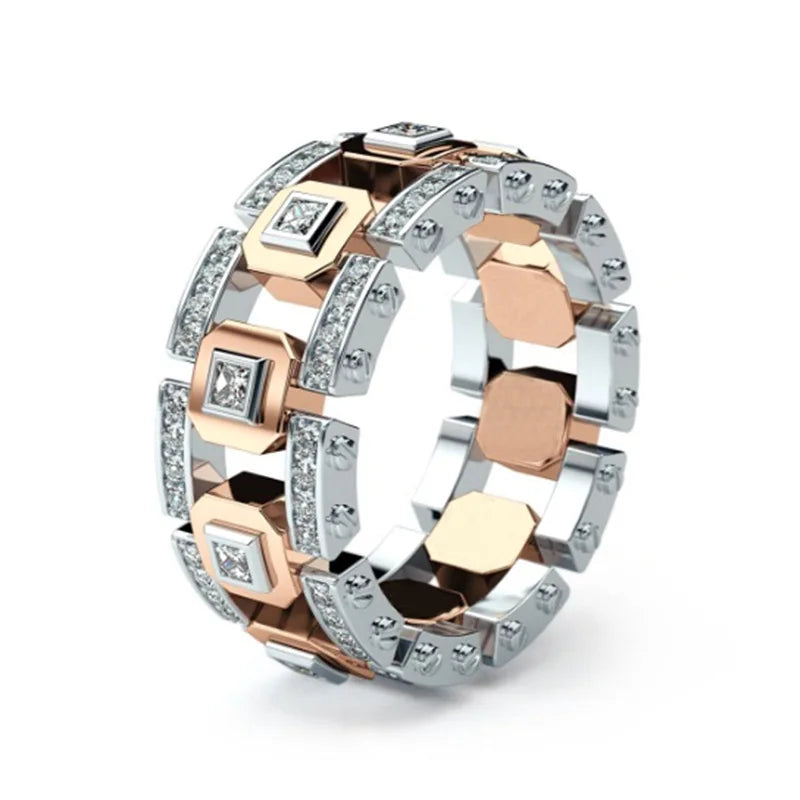 NUNCAD Classic Creative Gold Silver Color Crystal Rings Men Women Punk Rings Fashion Female Party Jewelry Wedding Bridal Gift