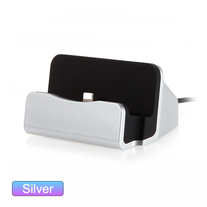 Docking Station Charger For iPhone Android Type C Desktop Charging Port Sync Cradle Dock Stand Holder Micro USB-C Phone Chargers