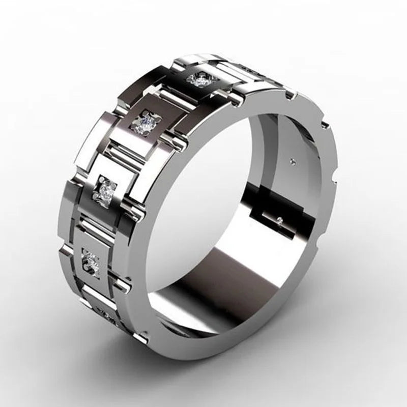 NUNCAD Classic Creative Gold Silver Color Crystal Rings Men Women Punk Rings Fashion Female Party Jewelry Wedding Bridal Gift