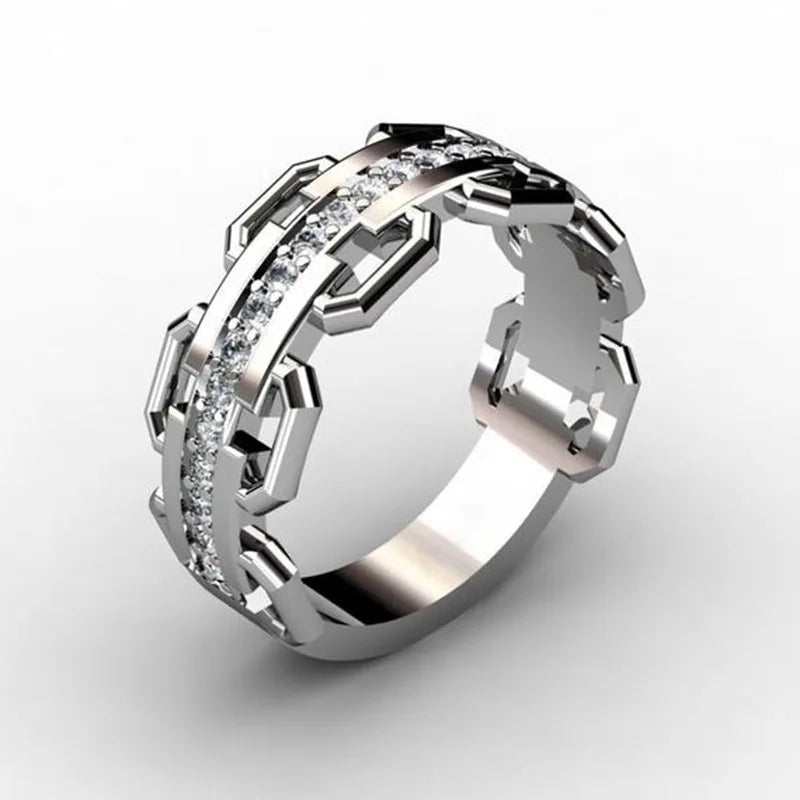NUNCAD Classic Creative Gold Silver Color Crystal Rings Men Women Punk Rings Fashion Female Party Jewelry Wedding Bridal Gift