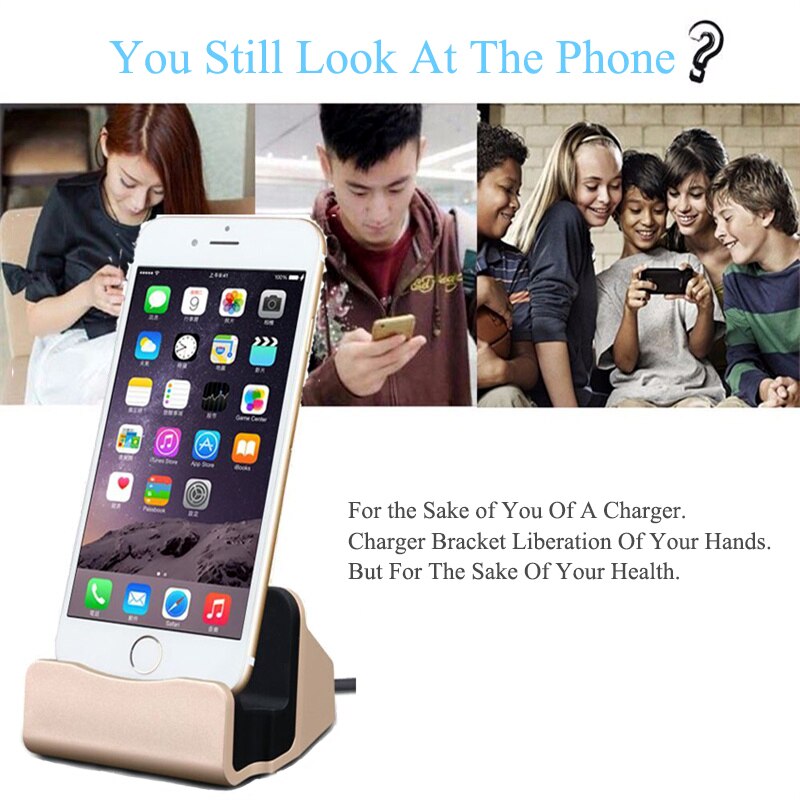 Docking Station Charger For iPhone Android Type C Desktop Charging Port Sync Cradle Dock Stand Holder Micro USB-C Phone Chargers