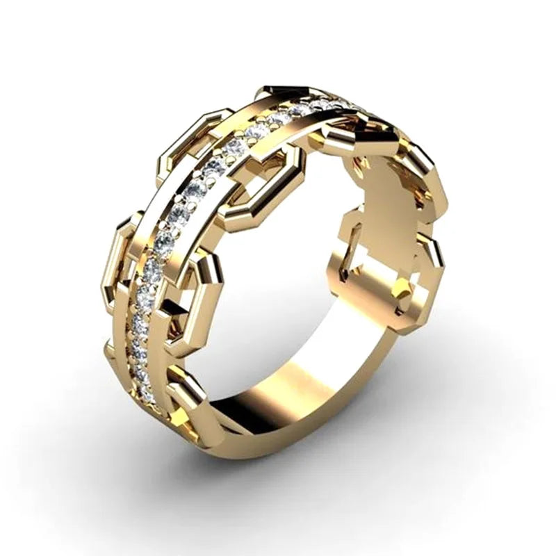 NUNCAD Classic Creative Gold Silver Color Crystal Rings Men Women Punk Rings Fashion Female Party Jewelry Wedding Bridal Gift