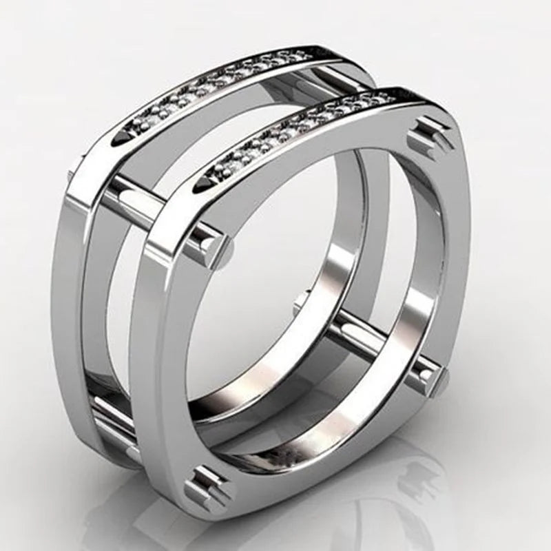 NUNCAD Classic Creative Gold Silver Color Crystal Rings Men Women Punk Rings Fashion Female Party Jewelry Wedding Bridal Gift
