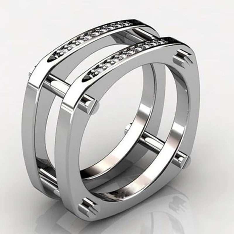NUNCAD Classic Creative Gold Silver Color Crystal Rings Men Women Punk Rings Fashion Female Party Jewelry Wedding Bridal Gift