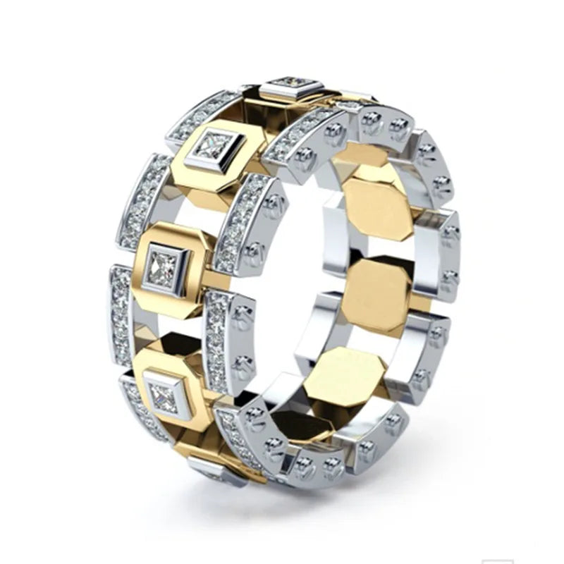 NUNCAD Classic Creative Gold Silver Color Crystal Rings Men Women Punk Rings Fashion Female Party Jewelry Wedding Bridal Gift