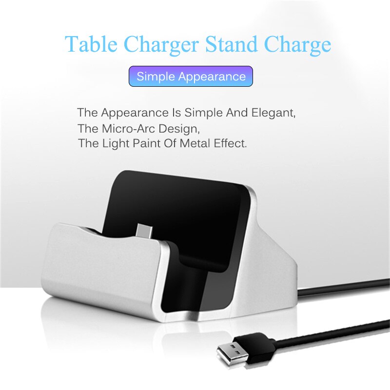 Docking Station Charger For iPhone Android Type C Desktop Charging Port Sync Cradle Dock Stand Holder Micro USB-C Phone Chargers