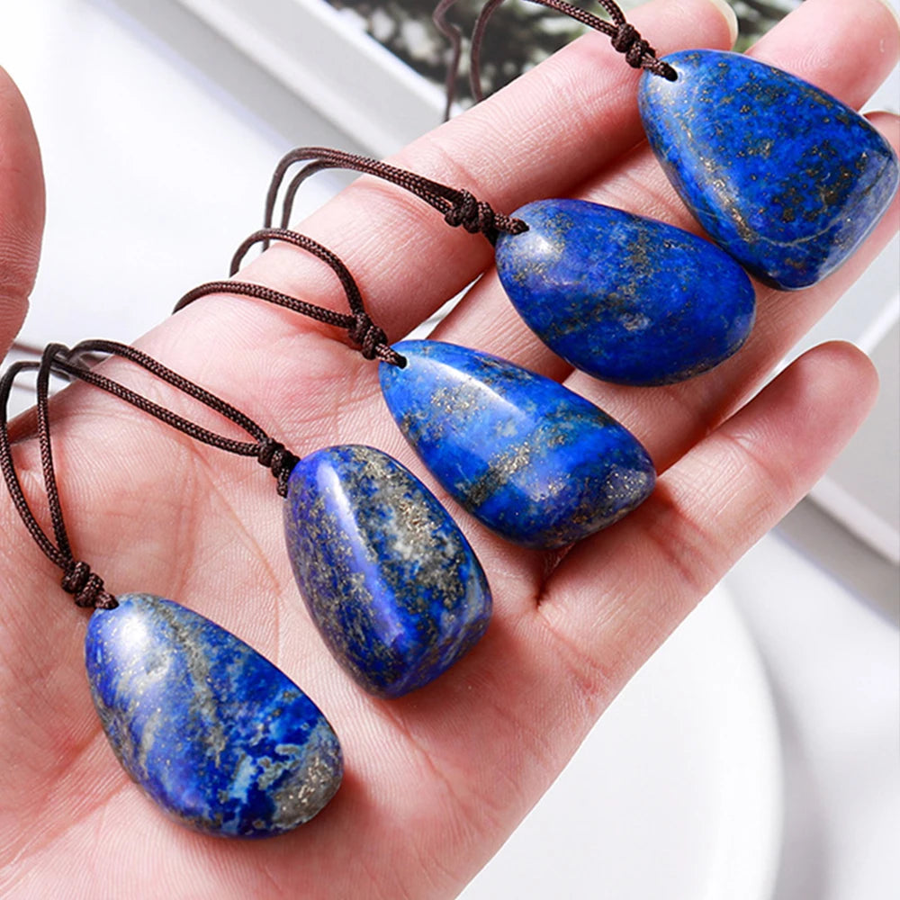 1Pc Natural Lapis Lazuli Rough Stone Pendants Poished Energy Gemstone Healing Crystals DIY Home Decor Charms Jewelry Gift