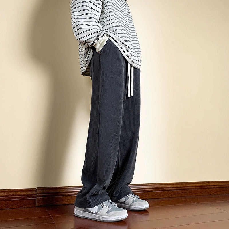 Corduroy Pants Men's Spring and Autumn Men's Straight Casual Trousers American Retro Loose Loose Pants Boys' Sweatpants