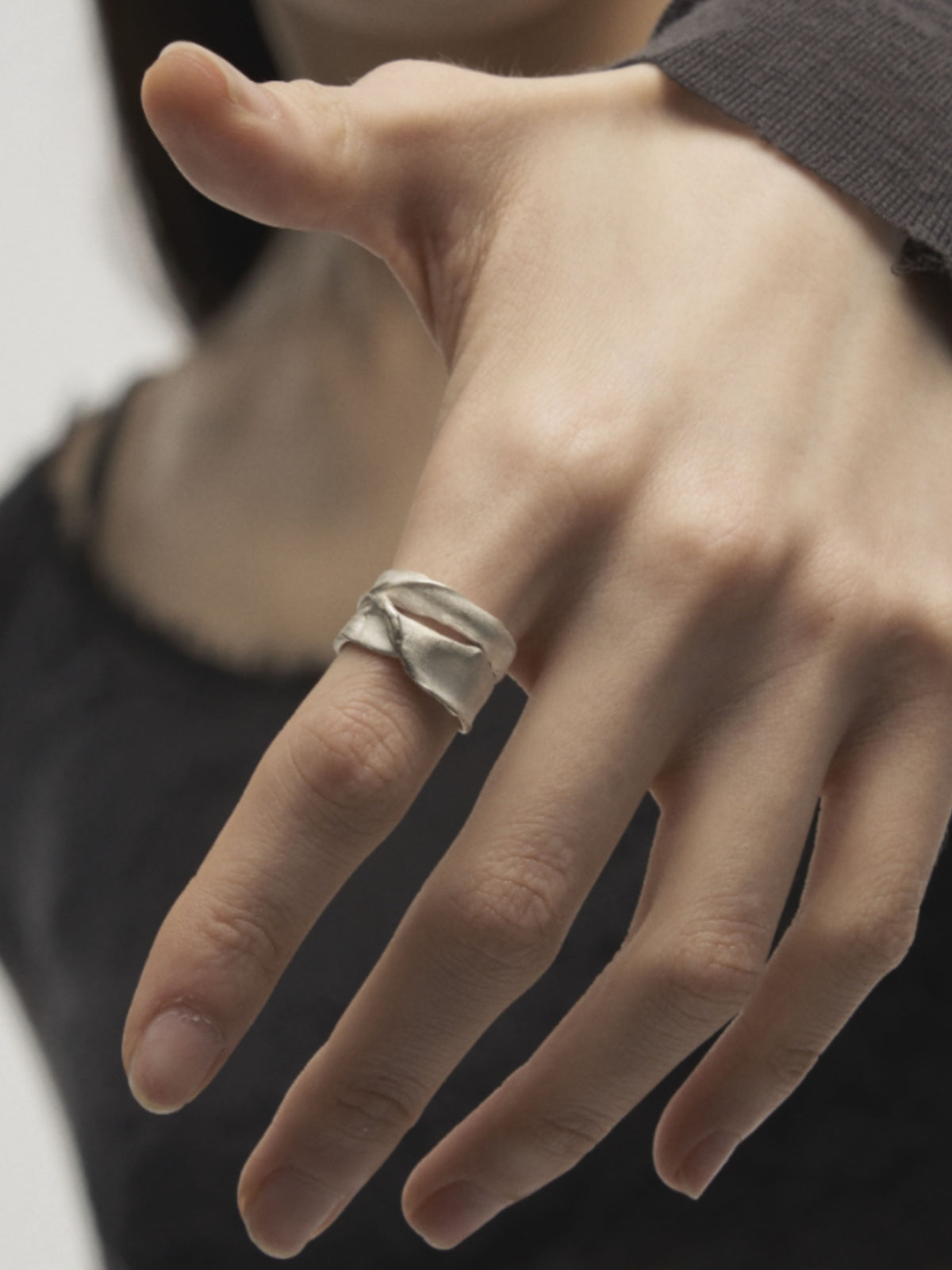 Empress47cermin Moon Flap Ring Original Design Normcore 925 Silver Ring Men and Women Daily Work Clothing Gift
