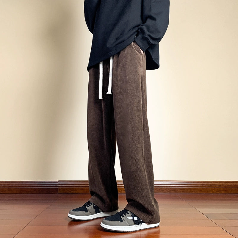 Corduroy Pants Men's Spring and Autumn Men's Straight Casual Trousers American Retro Loose Loose Pants Boys' Sweatpants