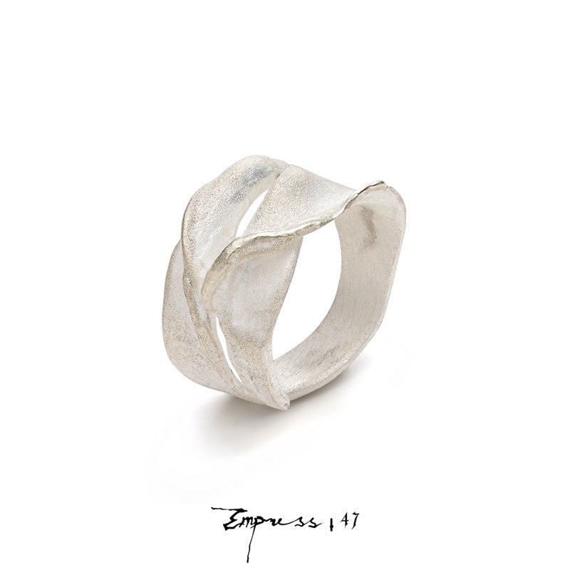 Empress47cermin Moon Flap Ring Original Design Normcore 925 Silver Ring Men and Women Daily Work Clothing Gift