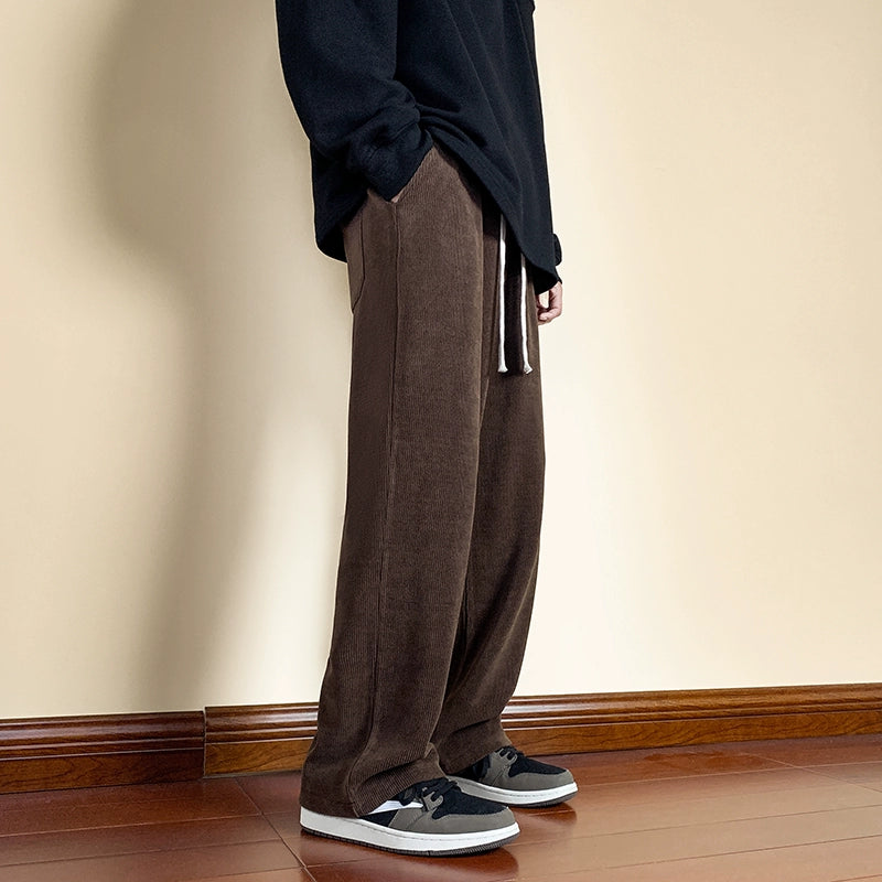 Corduroy Pants Men's Spring and Autumn Men's Straight Casual Trousers American Retro Loose Loose Pants Boys' Sweatpants