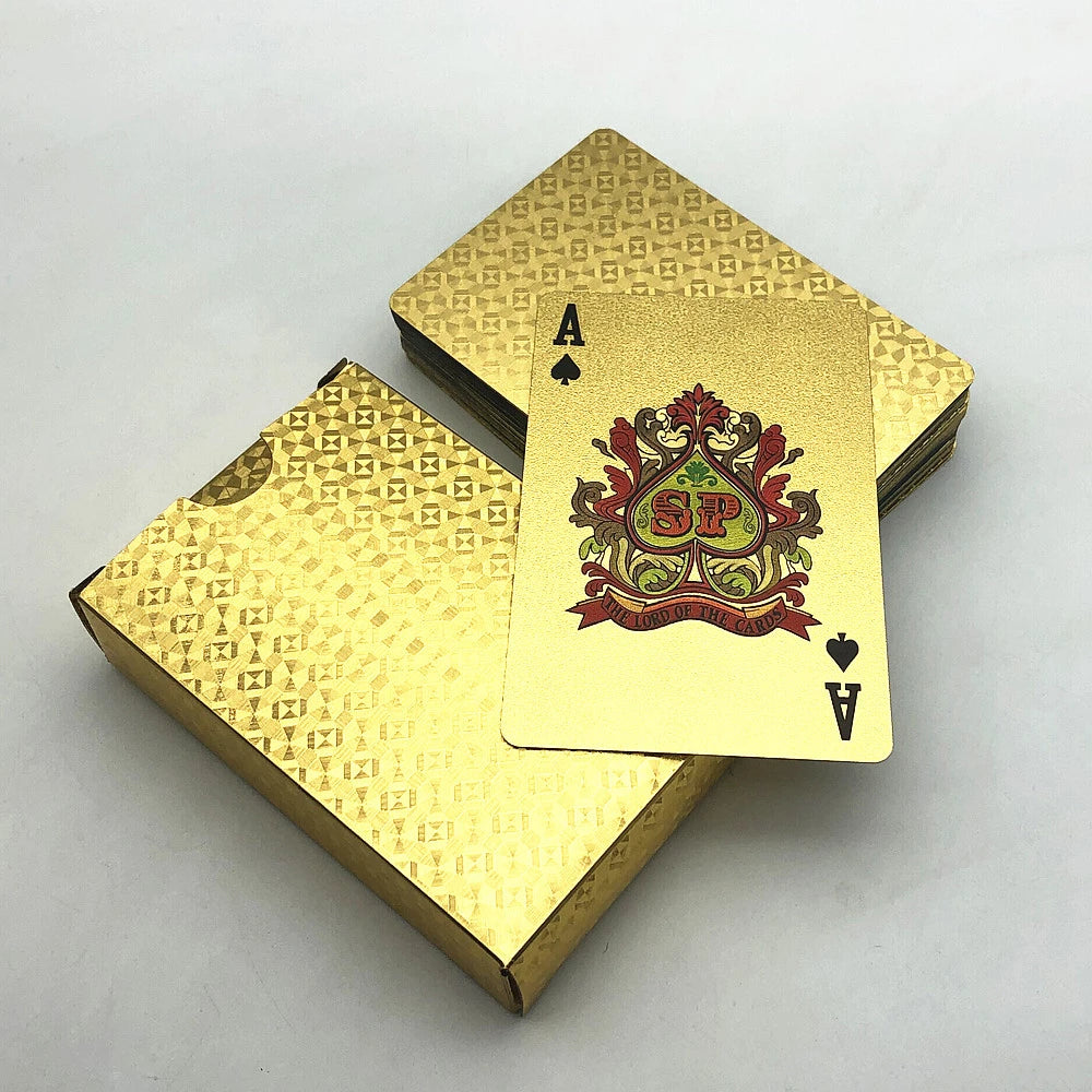 New Gold Playing Cards Plastic Poker Game Deck Foil Pokers Pack Magic Waterproof Card Gift Collection Gambling Board Game