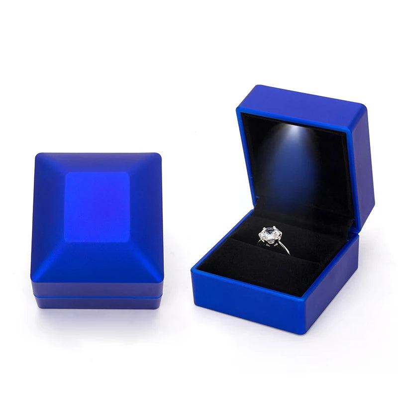 Shaped LED Light Ring Box Velvet Jewelry Display Gift Storage Case Wedding Engagement Proposal Anniversary Boxes