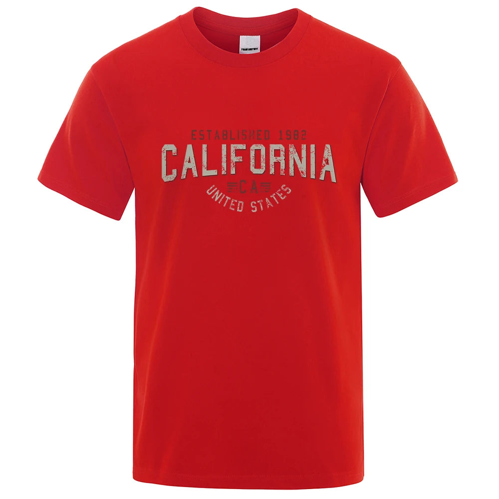 Established 1982 California United States T-Shirt Men Oversized Cotton Summer Tshirt Breathable Loose O-Neck Shirts Hip Hop Tees