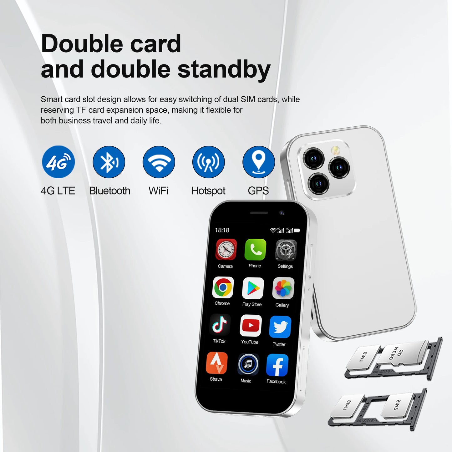 SERVO KING8000 Mini 4G LTE Smartphone 2 SIM Card Slot 3.0 Inch Display Android System 2GB+16GB Hotspot Small Pocket Smart Phones