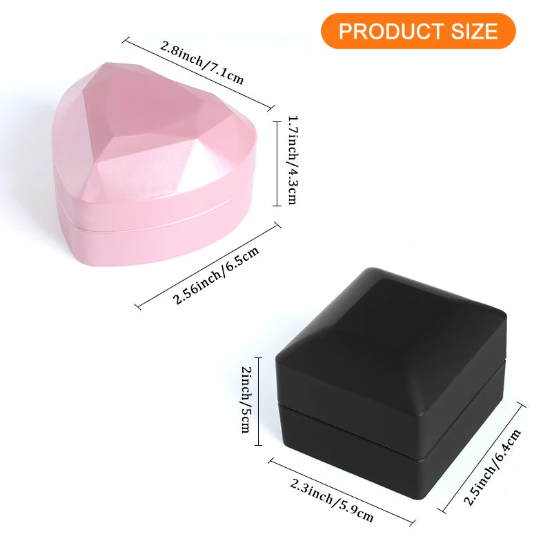 Shaped LED Light Ring Box Velvet Jewelry Display Gift Storage Case Wedding Engagement Proposal Anniversary Boxes