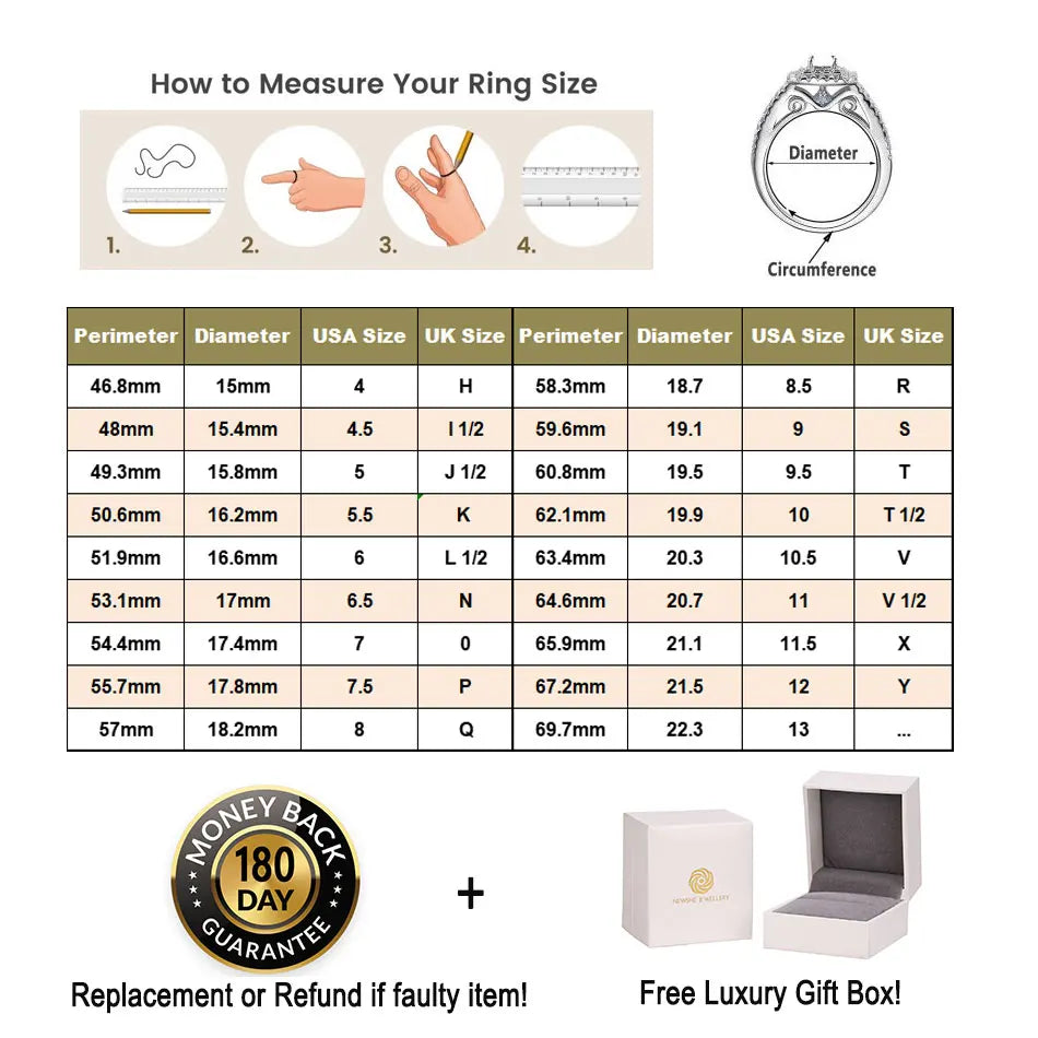 Newshe D Color Men’s Moissanite Wedding Bands 925 Sterling Silver Promise Rings for Him Eternity Round Cut Pave Setting Jewelry