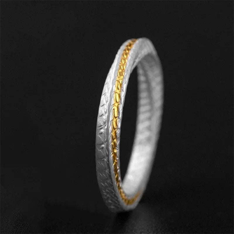 Couple Ring For Lover Anniversary Accessories Simple Trendy Snake Pattern Ring Men Collision Black Gold Color Jewelry Adjustable