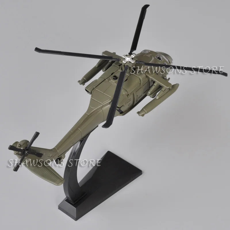 1:72 Diecast Aircraft Model Toy UH-60 Utility Helicopter Gunship Black Hawk Miniature Replica Sound & Light