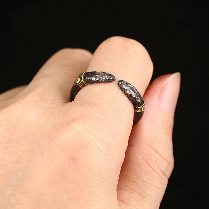 Men Ring 925 Sterling Silver Jewelry Male Retro Accessories Ancient Spear Head Open Mitsubishi Pattern Ring Gift For Boyfriend