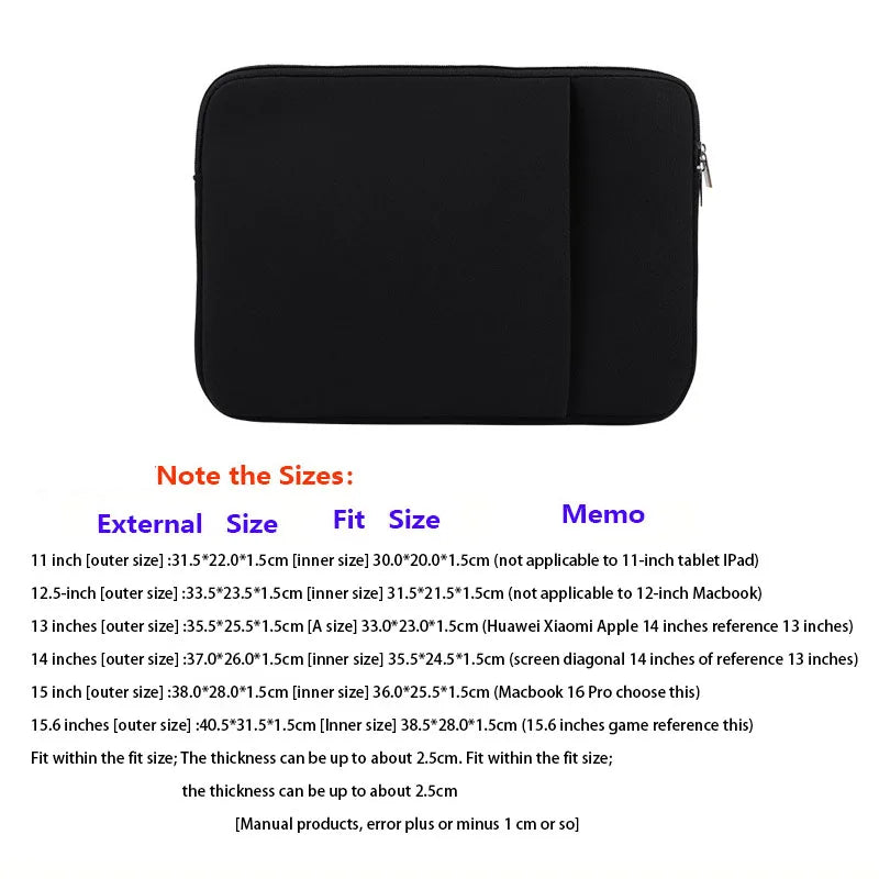 Laptop Bag Sleeve Case Cover Soft Notebook Pouch for iPhone Macbook Protective Case For Xiaomi Lenovo 11 12.5 13 15.6 inch