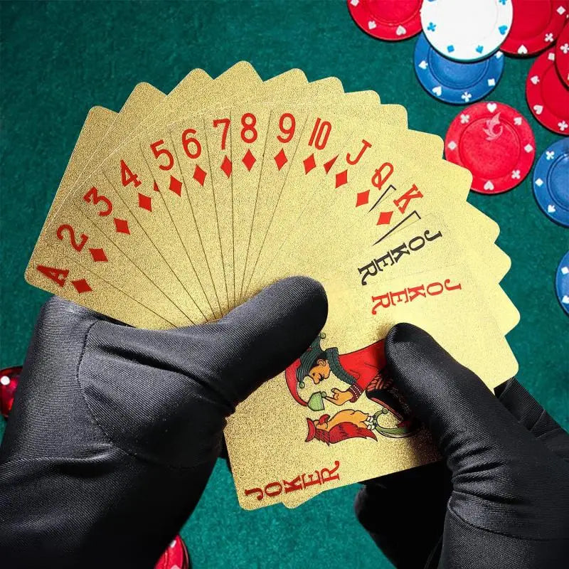 New Gold Playing Cards Plastic Poker Game Deck Foil Pokers Pack Magic Waterproof Card Gift Collection Gambling Board Game