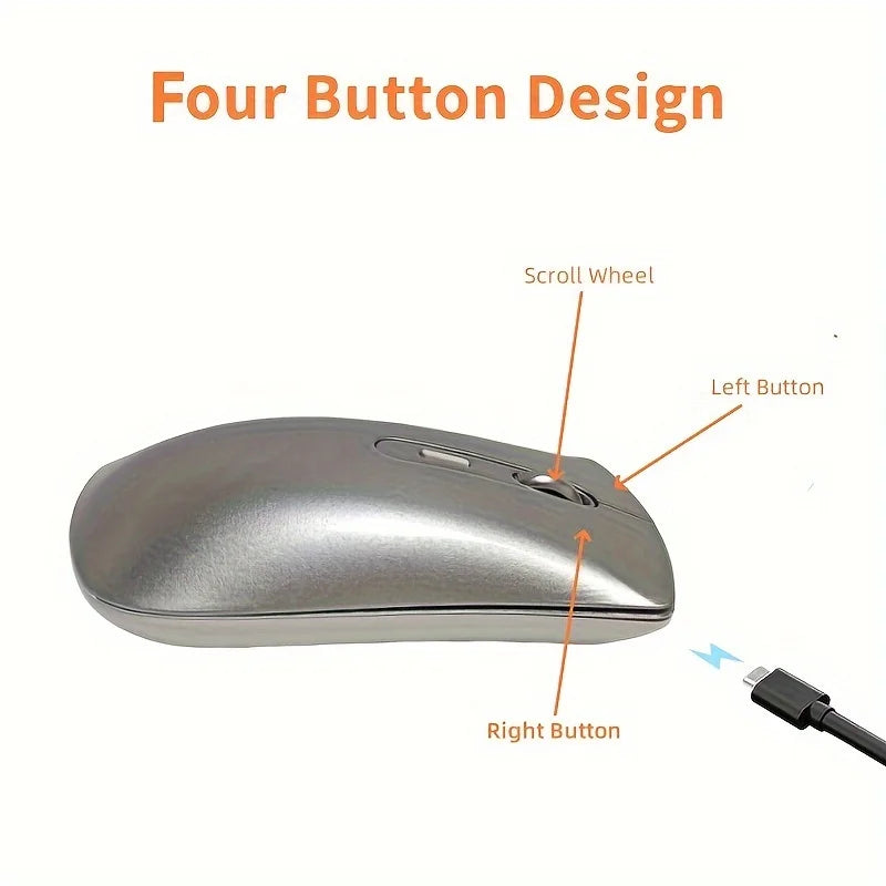 Wireless Bluetooth Dual Mode Silent Mouse, Bluetooth Mode, Dual Mode Design, Silent Click, 2.4G Optical Cordless Mouse, Laptop M