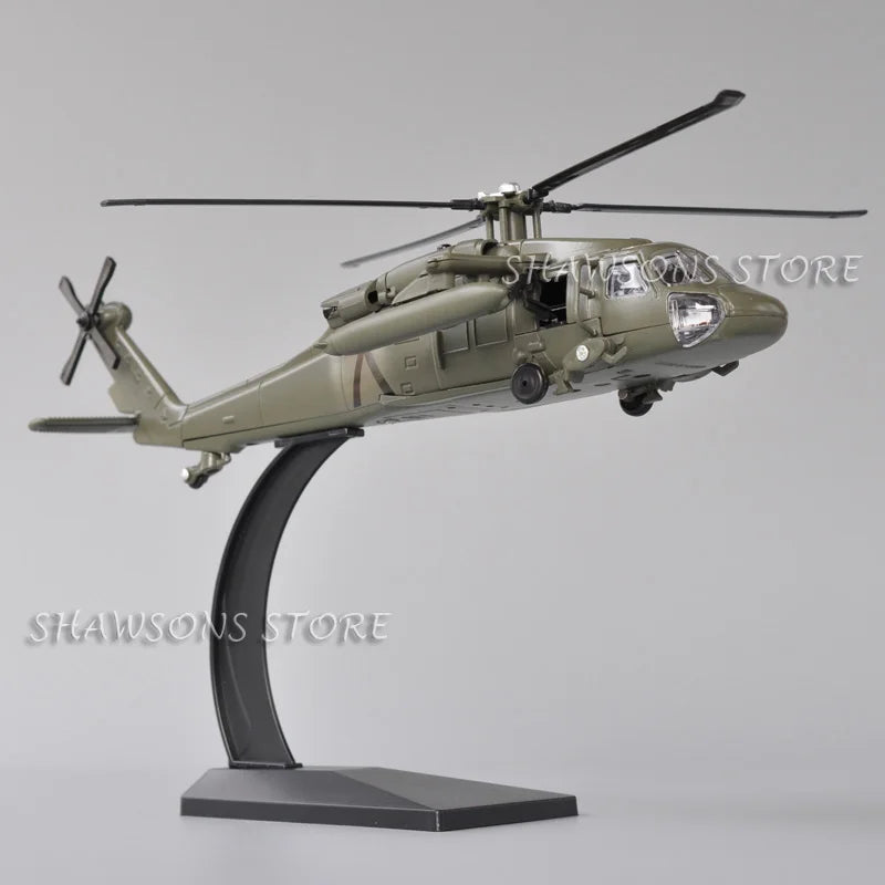 1:72 Diecast Aircraft Model Toy UH-60 Utility Helicopter Gunship Black Hawk Miniature Replica Sound & Light