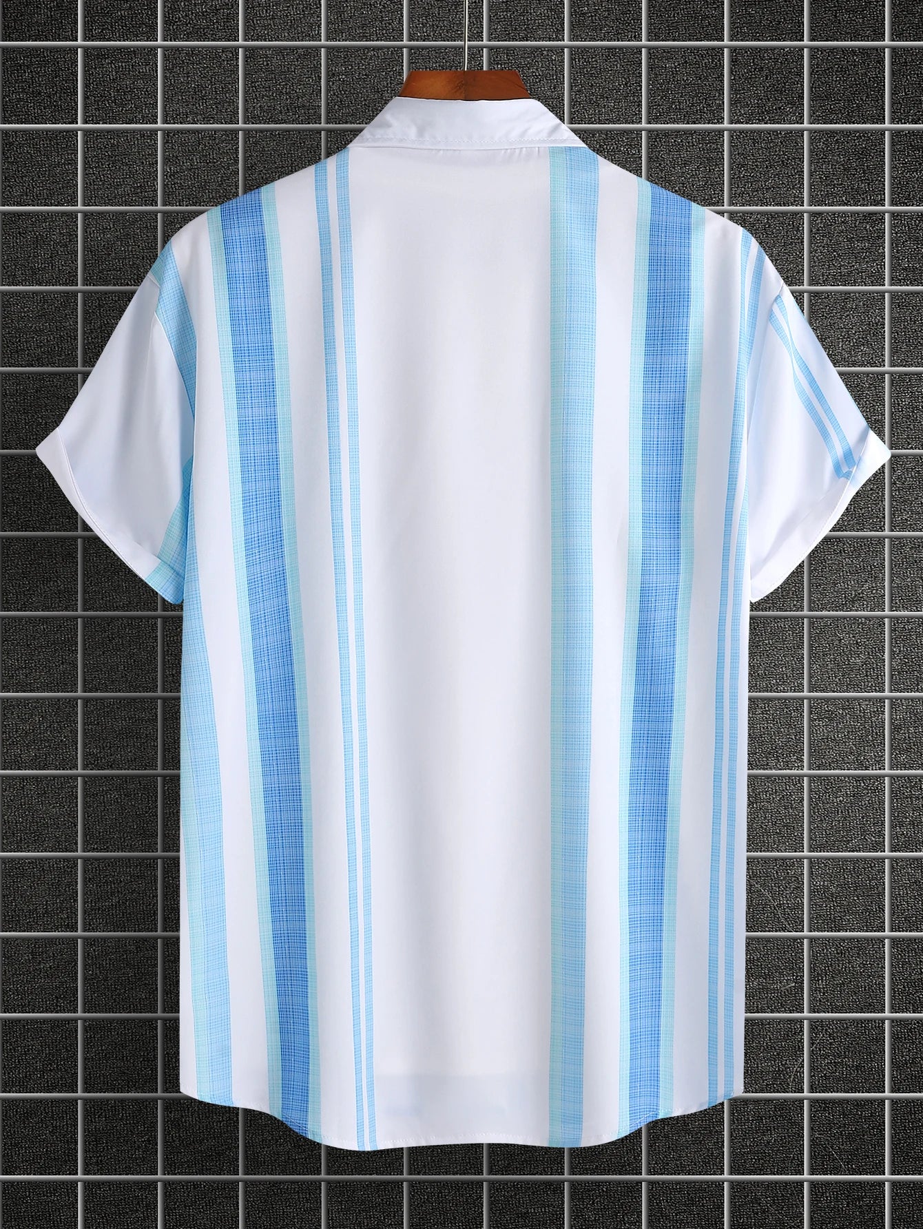 Men's Short Sleeve Button Down Shirt Summer Casual Lapel Striped Graphic Printed Shirt