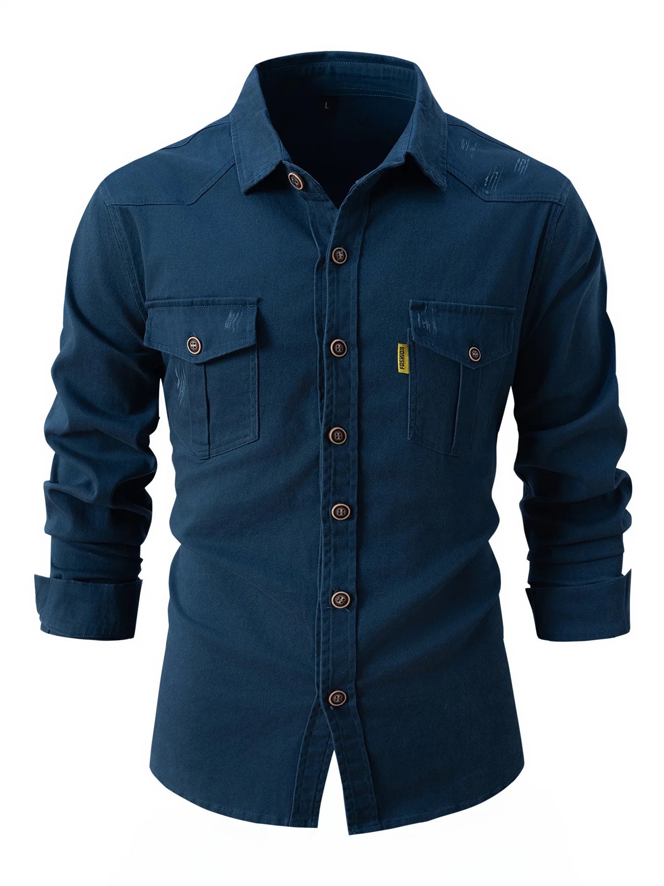 Autumn Men's European Size Long Sleeve Shirt Casual Comfortable Fit Three-Dimensional Frame Figure Lapel Straight Tube Tops