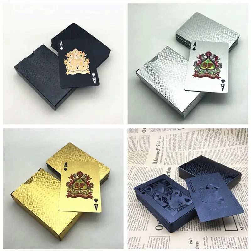 New Gold Playing Cards Plastic Poker Game Deck Foil Pokers Pack Magic Waterproof Card Gift Collection Gambling Board Game