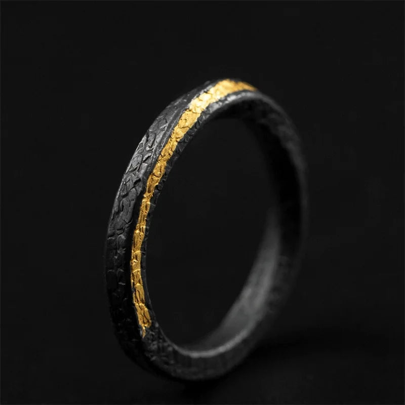 Couple Ring For Lover Anniversary Accessories Simple Trendy Snake Pattern Ring Men Collision Black Gold Color Jewelry Adjustable