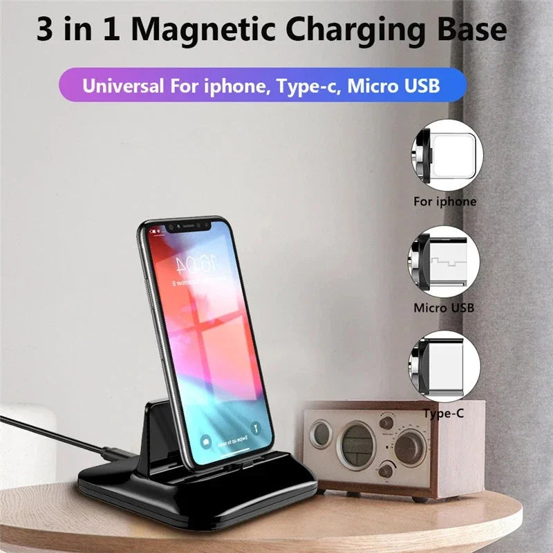 Phone Dock Station Usb Micro Type c Stand Wireless Charger Holder Magnetic Fast Charger Cradle For iPhone Samsung XiaoMi Android