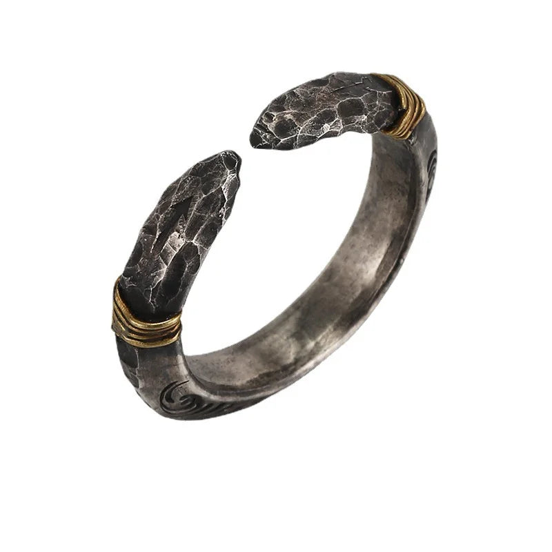 Men Ring 925 Sterling Silver Jewelry Male Retro Accessories Ancient Spear Head Open Mitsubishi Pattern Ring Gift For Boyfriend