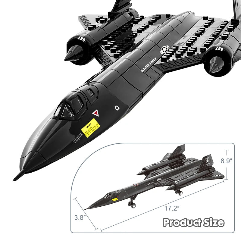 US Air Force SR-71 Blackbird Reconnaissance Airplane Alloy Model Fighter Assembling Building Block Toy Children Block Toys Gift
