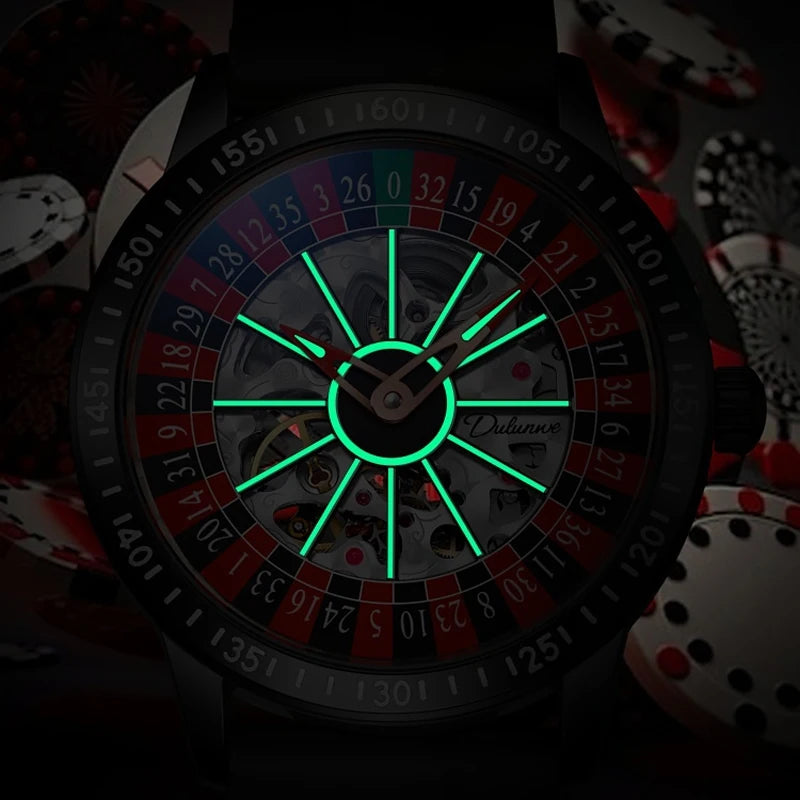 Gambling plate dial Luxury Brand Waterproof Mechanical Watches for Mens Fashion Automatic Skeleton Wristwatch Reloj Hombre