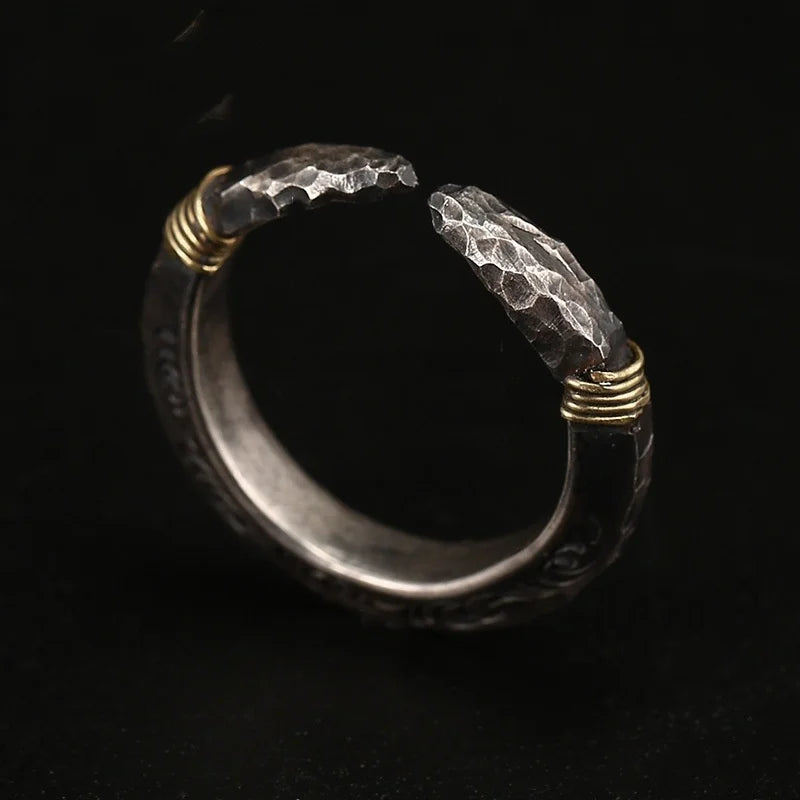 Men Ring 925 Sterling Silver Jewelry Male Retro Accessories Ancient Spear Head Open Mitsubishi Pattern Ring Gift For Boyfriend