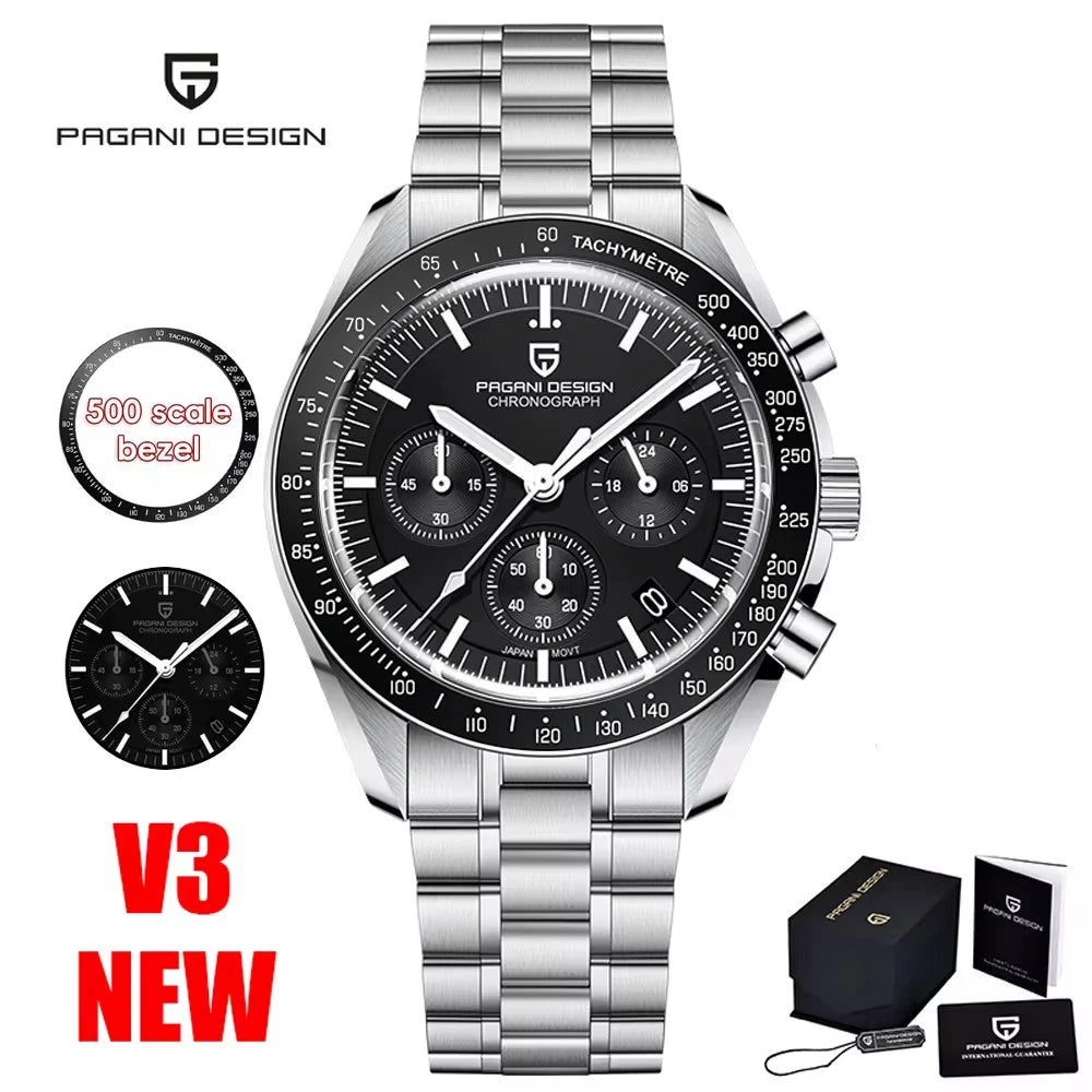 PAGANI DESIGN 2024 New V5 Moon Mens Watches Quartz Watch For Men Chronograph Sapphire Mirror Waterproof Clock Gift Reloj Hombre