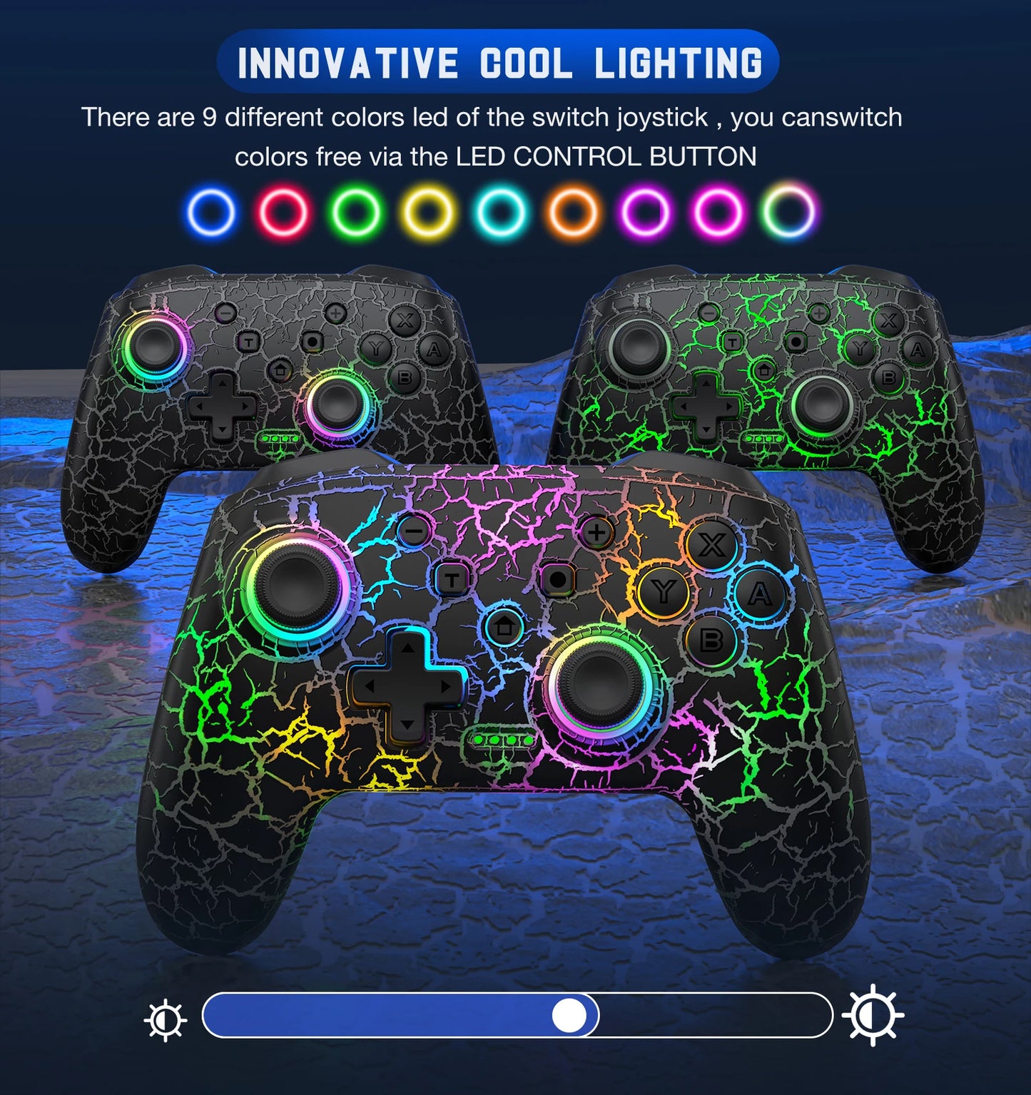 BEBONCOOL Q215 RGB Gamepad Wireless RGB Pro Controller, Compatible with Nintendo Switch Lite/Switch Oled/PC/iOS/Android