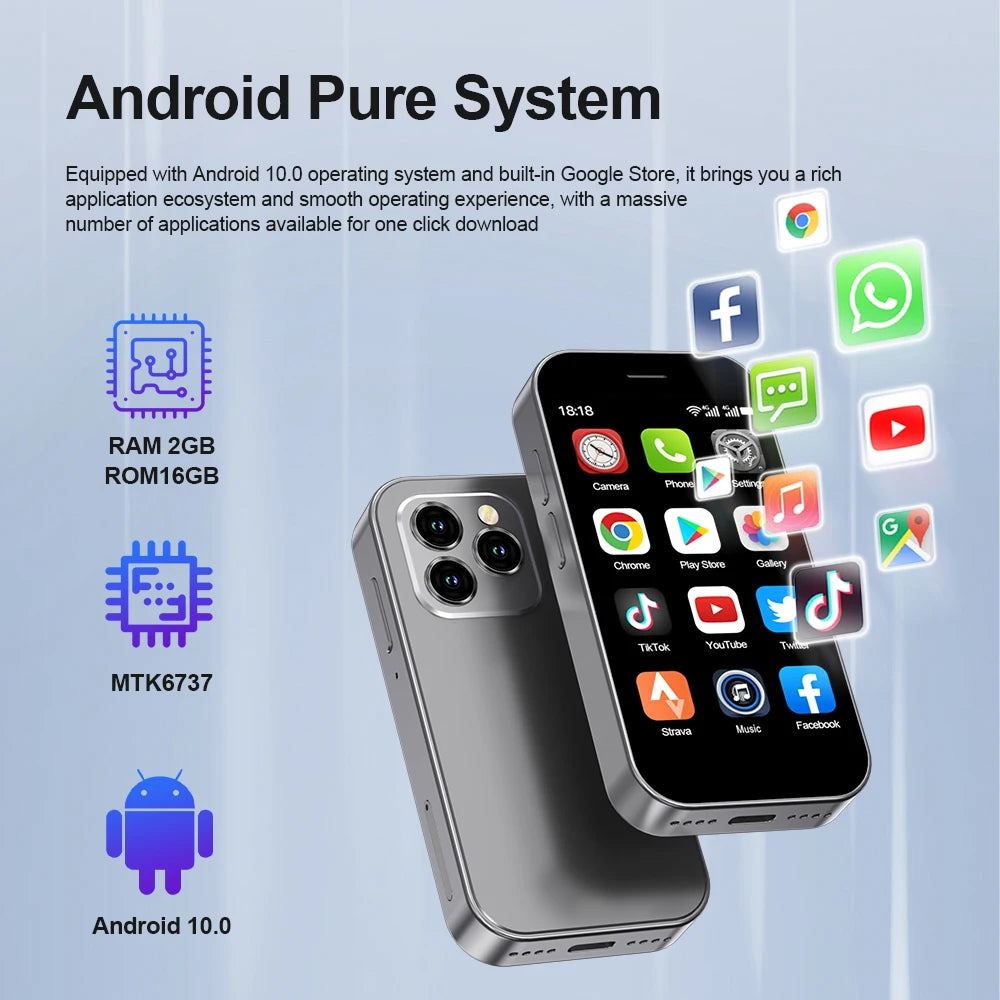 SERVO KING8000 Mini 4G LTE Smartphone 2 SIM Card Slot 3.0 Inch Display Android System 2GB+16GB Hotspot Small Pocket Smart Phones