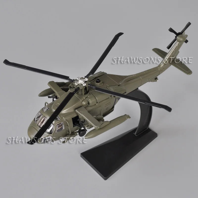 1:72 Diecast Aircraft Model Toy UH-60 Utility Helicopter Gunship Black Hawk Miniature Replica Sound & Light