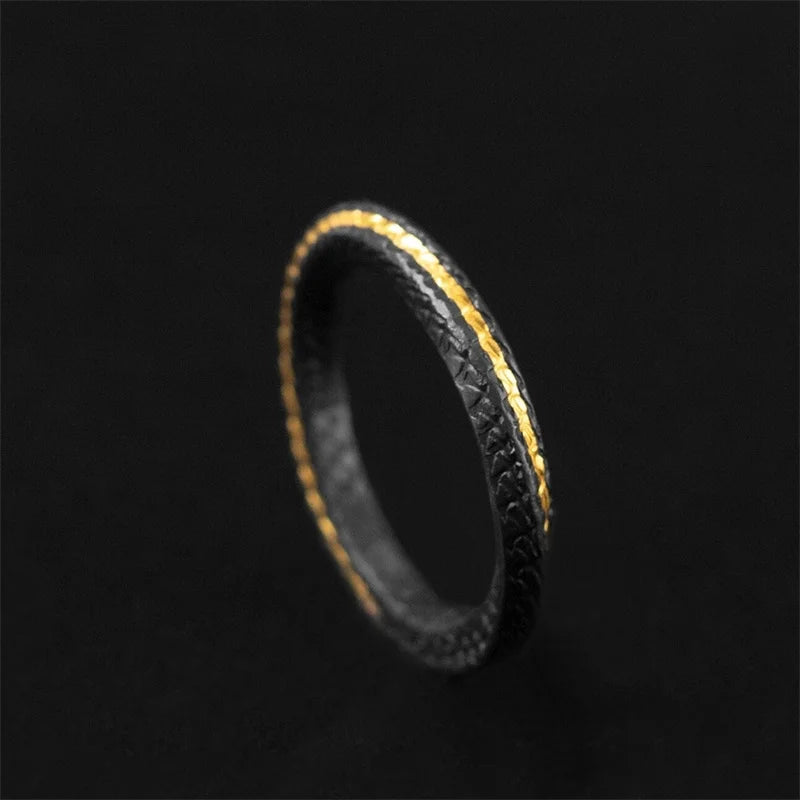 Couple Ring For Lover Anniversary Accessories Simple Trendy Snake Pattern Ring Men Collision Black Gold Color Jewelry Adjustable