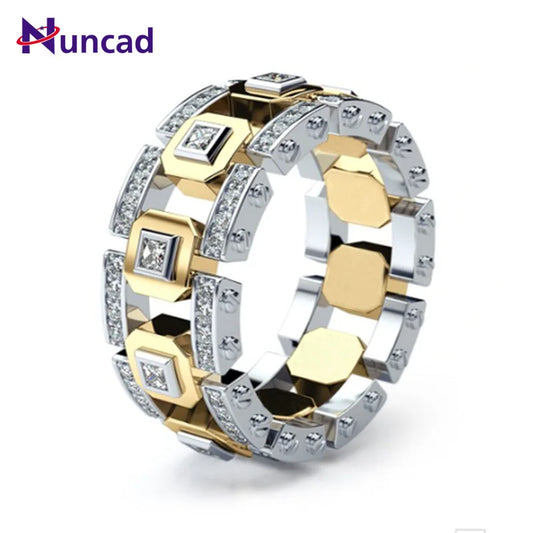 NUNCAD Classic Creative Gold Silver Color Crystal Rings Men Women Punk Rings Fashion Female  Party Jewelry Wedding Bridal Gift