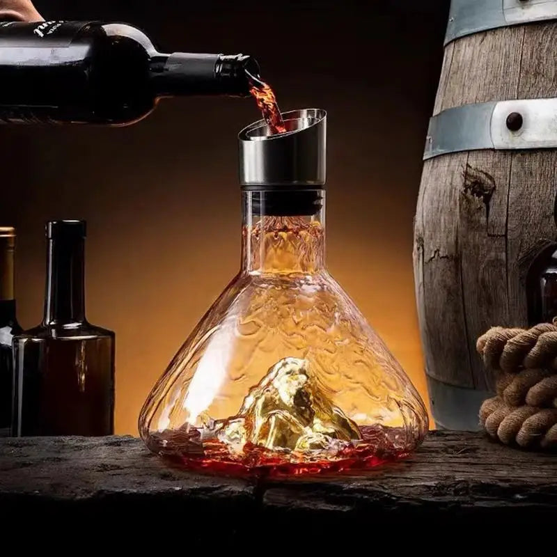 Wine Decanter 1500ml Crystal Glass Wine Carafe Bottle with Built-in-Dispenser Wine Hand-Held Aerator for White and Red Wine