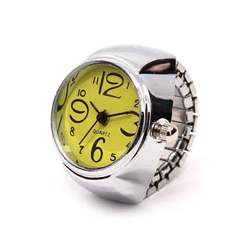 Vintage Punk Finger Watch Mini Elastic Strap Alloy Watches Couple Rings Jewelry Clock Women Men Retro Roman Quartz Watch Rings