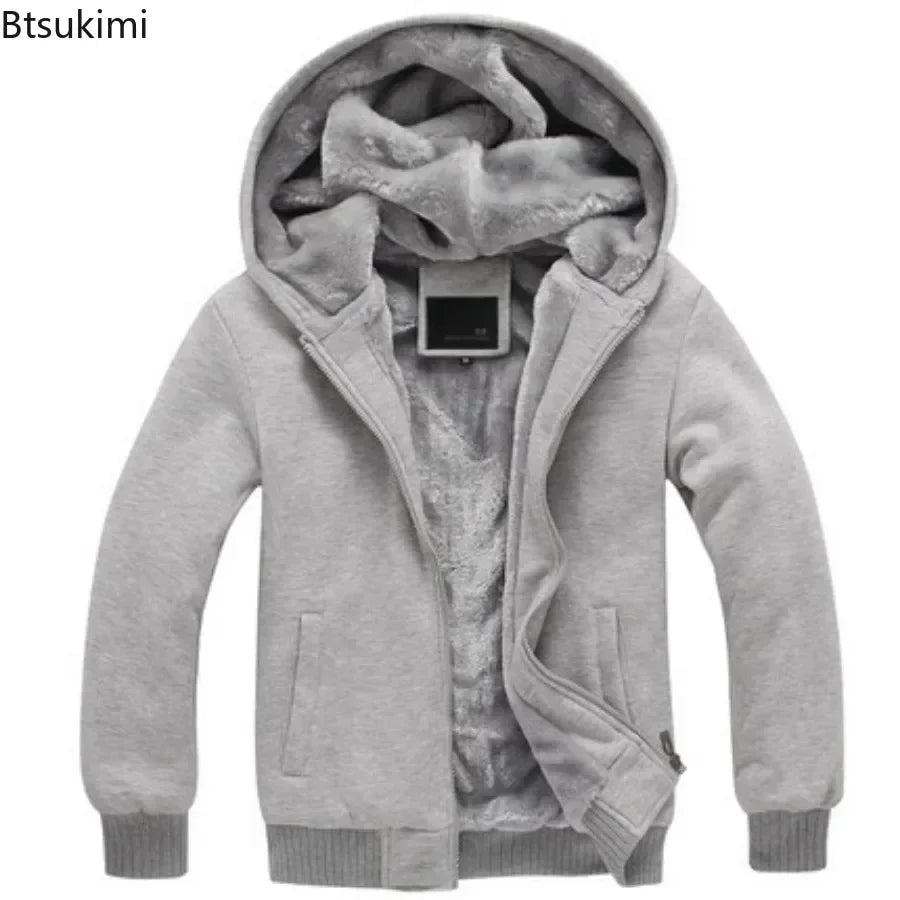 Fashion Men's Jackets Winter Hooded Coats Male Warm Sweatshirts Fleece Hoodie Slim Student Hoodies Outerwear 2026 Men's Clothing
