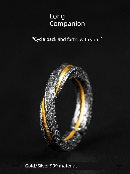 New Mobius Ring Sterling Silver Ring Niche Design High-Grade Gold Wrong Silver Couple Ring Men and Women Ring