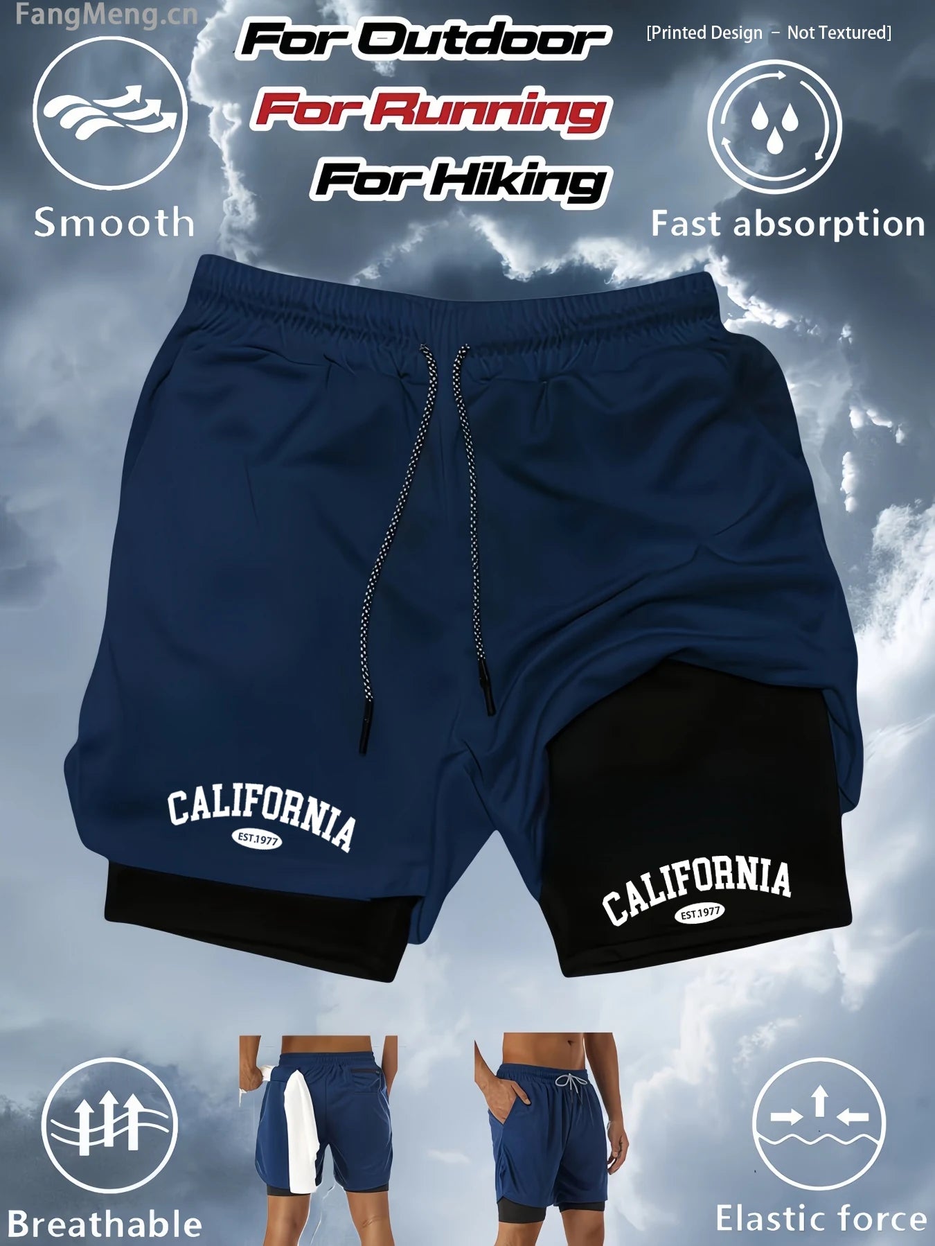 Summer Men Running Shorts Fitness Gym Training 2 in 1 Sports Shorts Quick Dry Workout Jogging Double Deck Shorts