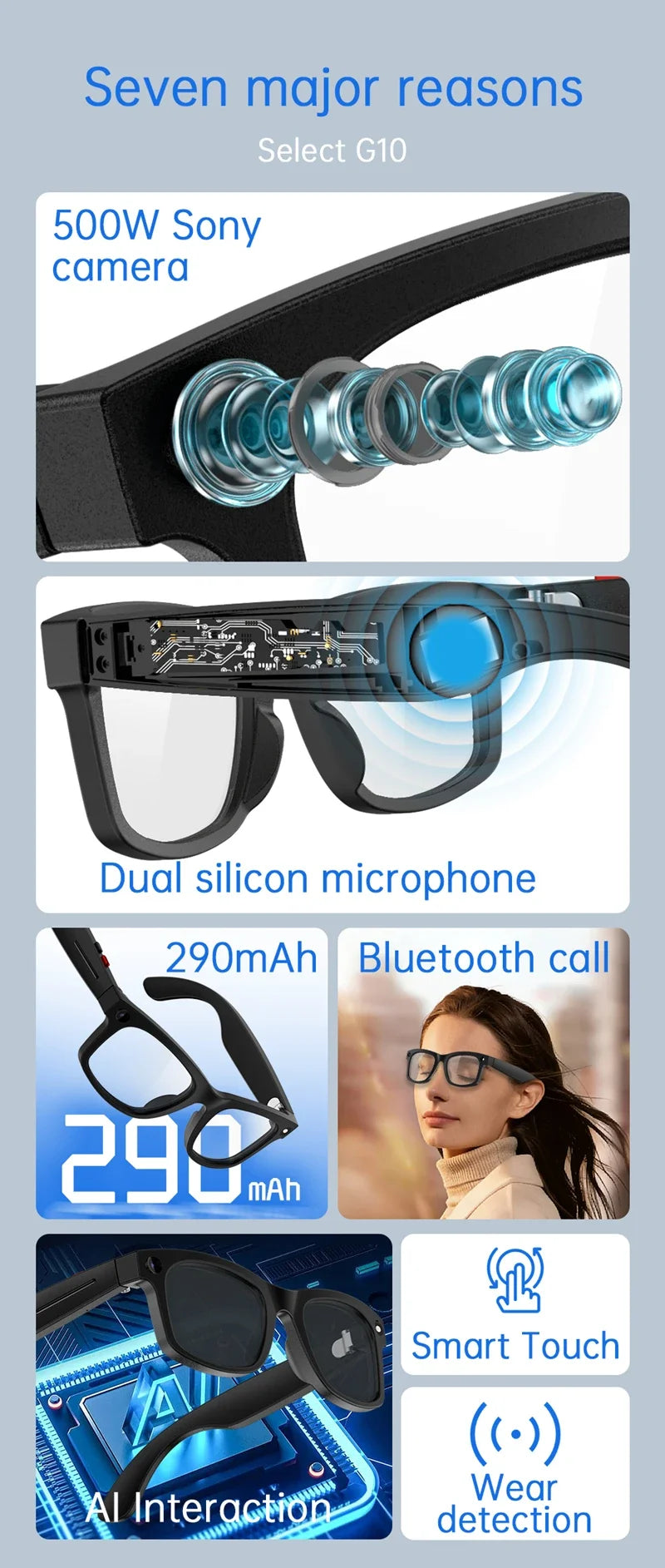 Lenovo Smart Glasses AI Translation 8MP HD Camera 4K Shooting Image Bluetooth Call Recording Music Smart Sunglasses